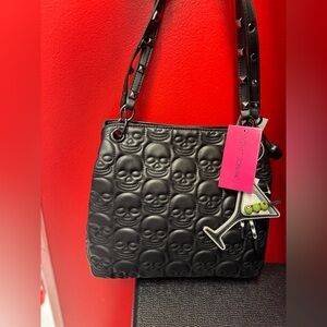 Betsey johnson Black Skull Embossed Handbag